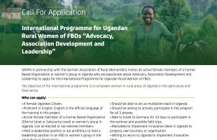 Call for Application: International Programme for Ugandan Rural Women of FBOs “Advocacy, Association Development and Leadership”